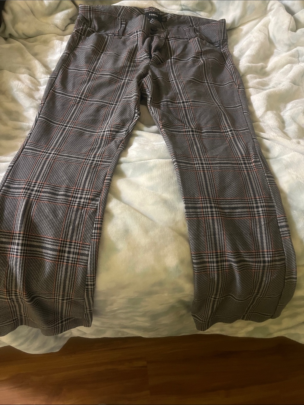 torrid Black and Gray Plaid Dress Pants with orange Accents